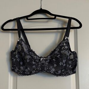 Adore Me Black Floral Lace Bra